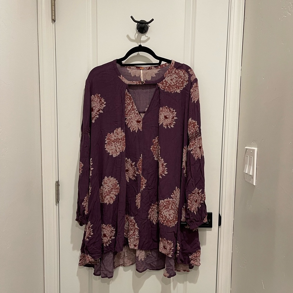 Free People Purple Floral Mini Dress Tubic Top